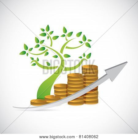 Tree Coin Business Graph Illustration