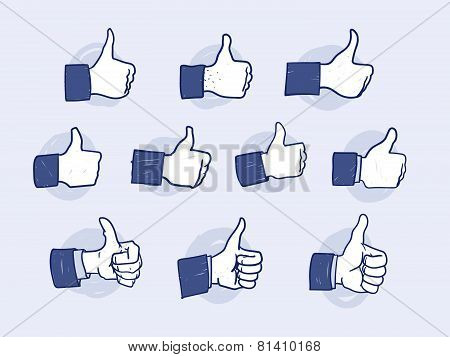 Set of Like Hand icons