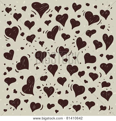 Hand drawn illustration of different lovely hearts