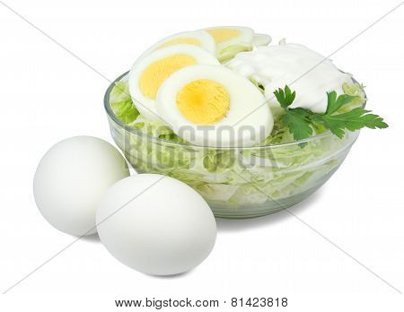 Salad of cabbage and eggs