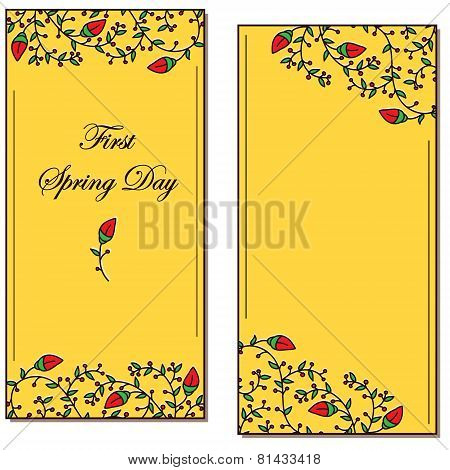 Yellow postcard with red flower