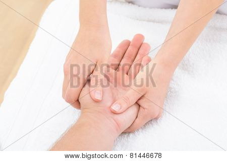 Physiotherapist Massaging Palm