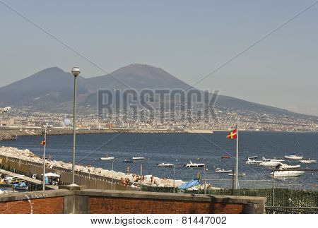 Landscape View Of The Vesuvio and the Gulf of Naples