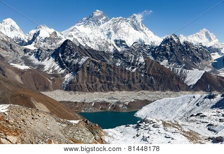 View Of Everest, Lhotse And Makalu From Renjo La Pass