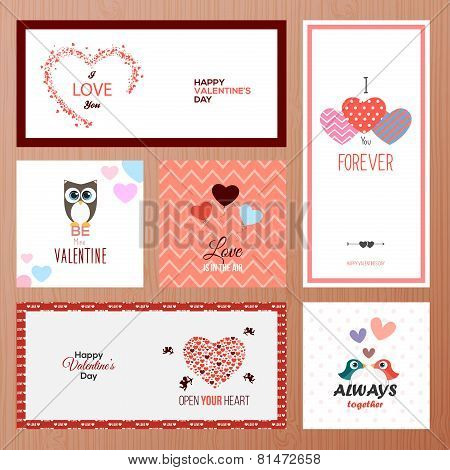 Set Of Valentines Day Greeting Card Templates