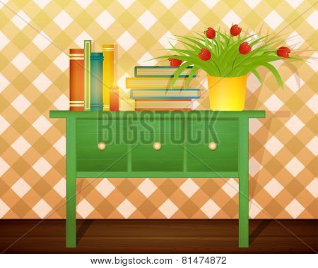 Stack Of Book On Green Table
