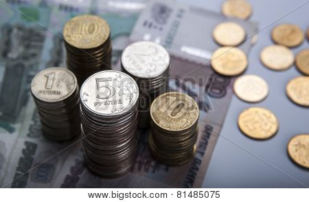 Stacks Of Russian Rubles With Note