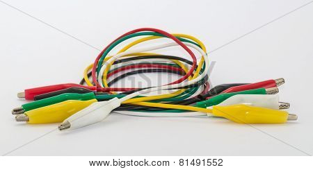 Bundle Of Wire With Crocodile Clip Isolated On White Background