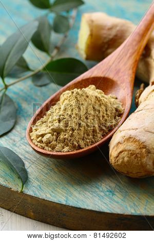 ground and fresh ginger traditional oriental spice