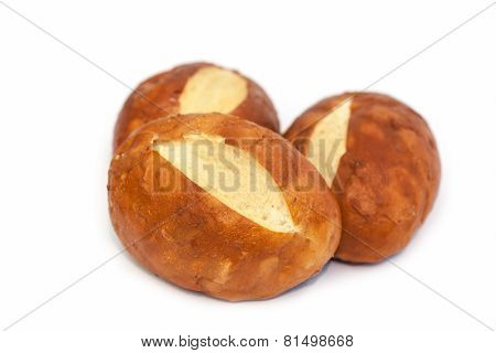Salty biscuits on white background