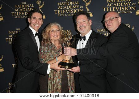 LOS ANGELES - APR 24: Mike Fiamingo, Judie Henninger, Joseph Lumer, Christopher Lewis at The 42nd Daytime Creative Arts Emmy Awards Gala at the Universal Hilton on April 24, 2015 in Los Angeles, CA
