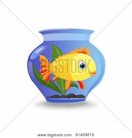 Illustration With A Fish In An Aquarium