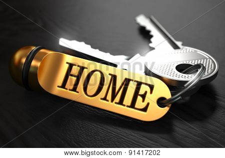 Keys with Word 'Home' on Golden Label.