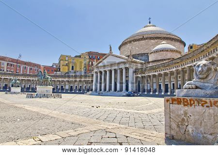 A Beautiful View Of  Piazza Del Plebiscito In Naples