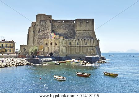 Castel Dell'ovo, A Medieval Fortress In The Bay Of Naples, Italy.