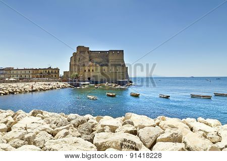 Castel Dell'ovo, A Medieval Fortress In The Bay Of Naples, Italy.