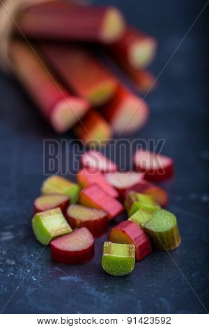 Rhubarb On A Black Background
