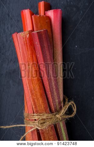 Rhubarb On A Black Background