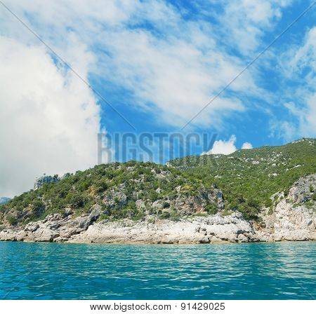Cala Gonone Coastline Seen From The Water
