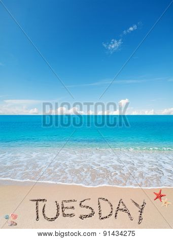 Tuesday On A Tropical Beach Under Clouds