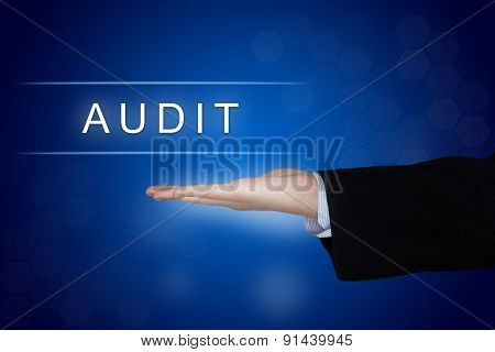 Audit Button On Blue Background
