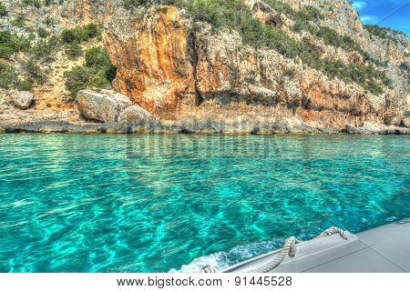 Orosei Gulf Seen From The Water In Hdr