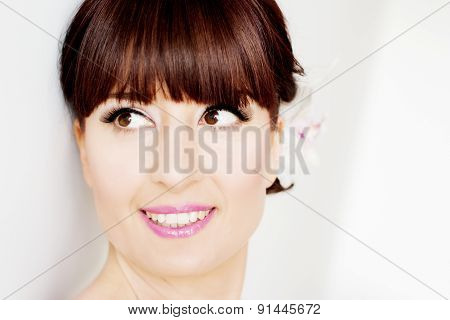 Beautiful Bride With Bangs Face Closeup