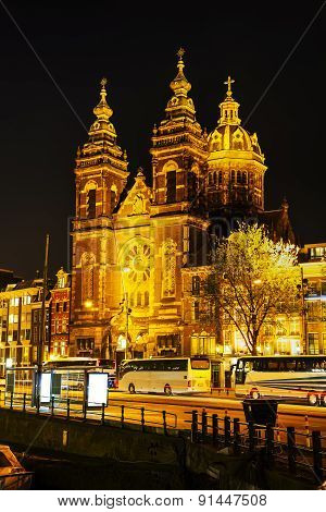 The Basilica Of Saint Nicholas (sint-nicolaasbasiliek) In Amsterdam