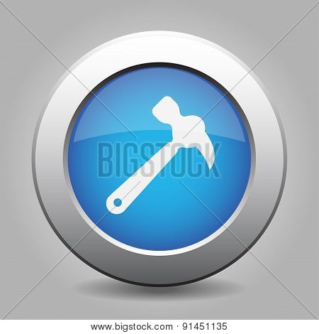 Blue Metal Button With Claw Hammer