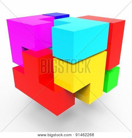 Synergy Blocks Represents Team Work And Connect