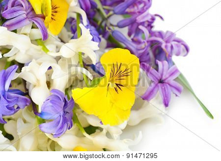 Beautiful bouquet of bright flowers close up