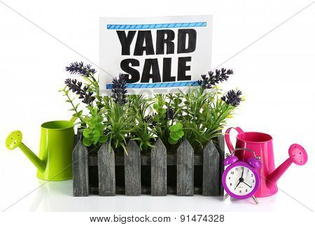 Heap of unwanted stuff ready for yard sale isolated on white
