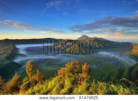 Mount Bromo Volcano During Sunrise