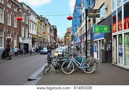 The Hague, Netherlands - May 8, 2015: People Visit China Town In The Hague