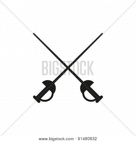 The Sword Icon. Epee Symbol. Flat