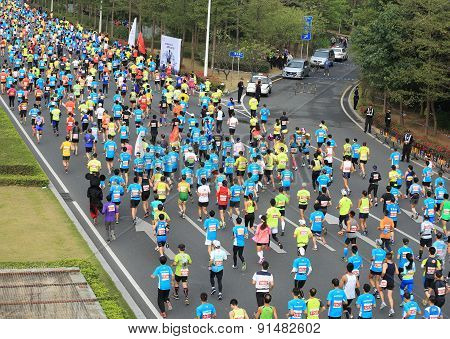 Marathon runners on the street