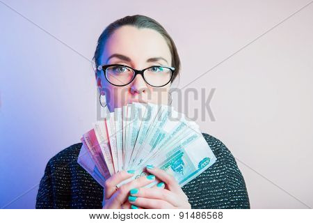 Businesswoman portrait, sexy businesswoman with eyeglasses