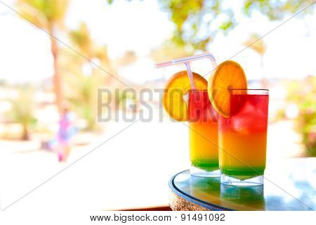 Two Bocals Of Colorful Cocktail