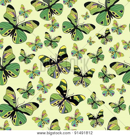 Green butterflies.