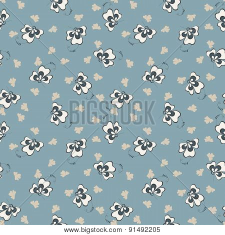 Seamless blue floral pattern. Rerto vector background
