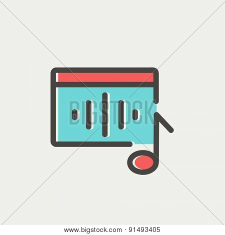 Radio retro icon thin line for web and mobile, modern minimalistic flat design. Vector icon with dark grey outline and offset colour on light grey background.