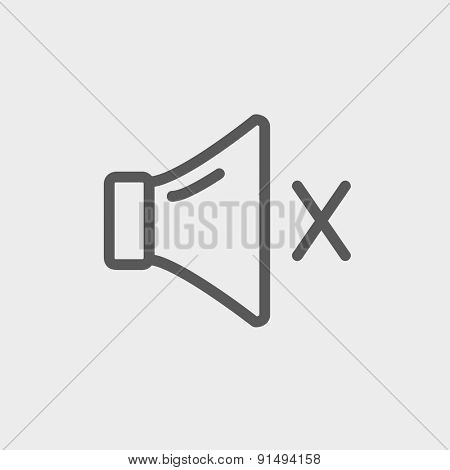 Mute sound icon thin line for web and mobile, modern minimalistic flat design. Vector dark grey icon on light grey background.