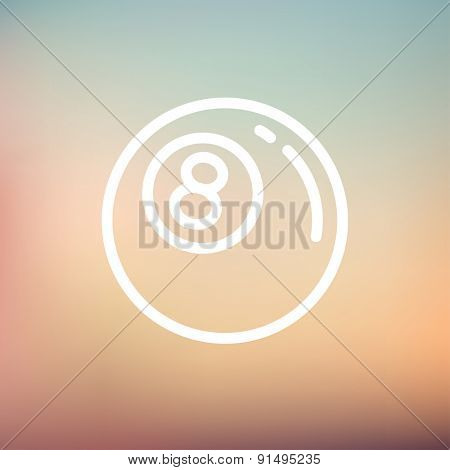 Billiard ball icon thin line for web and mobile, modern minimalistic flat design. Vector white icon on gradient mesh background.