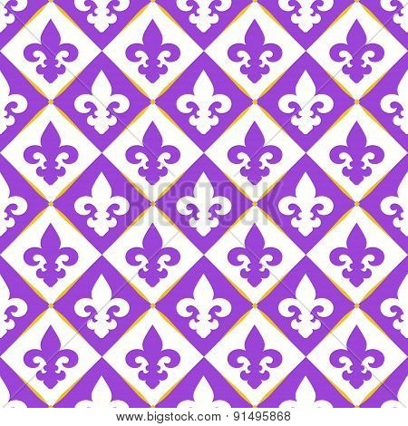 Seamless with royal lily. Mardi gras symbols.