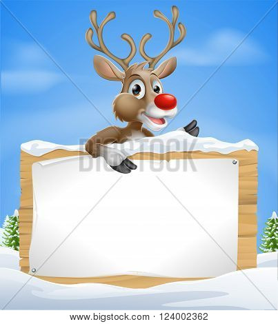 Christmas Cartoon Reindeer Sign