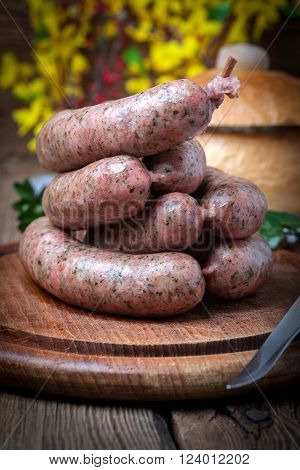 Raw white sausage - Polish culinary specialty.