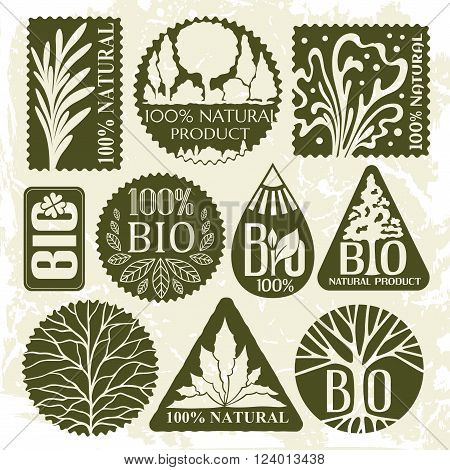 Natural organic product labels, stikers and badges. Bio product.