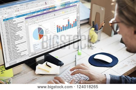 Spreadsheet Document Financial Report Concept
