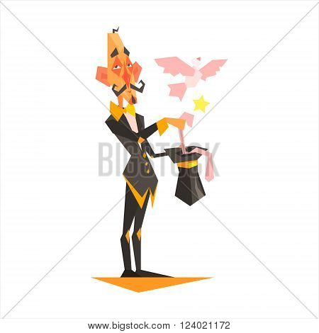 Circus Magician Performing Graphic Flat Vector Design Isolated Illustration On White Background
