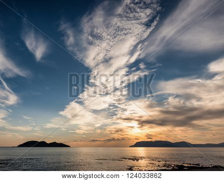 Sescape With Beautiful Sunset And Cloud Formations